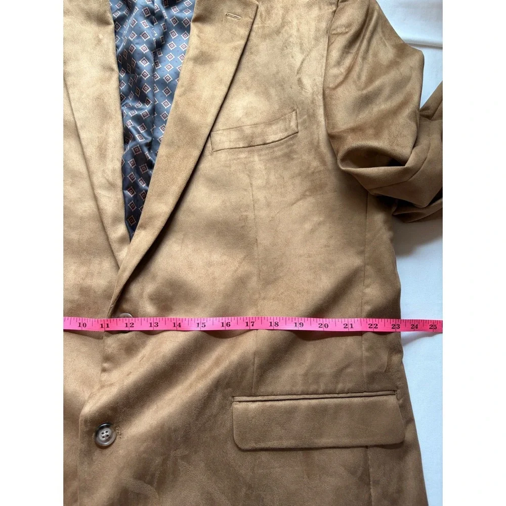 Lauren Ralph Lauren 46L Faux‎ Suede Blazer Tan Camel Sport Coat 2 Button Classic